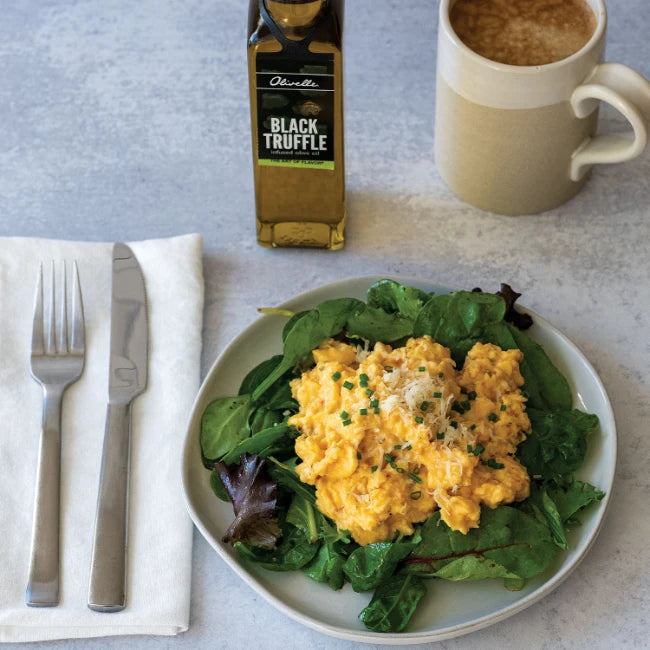 Creamy Parmesan Eggs With Truffled Greens