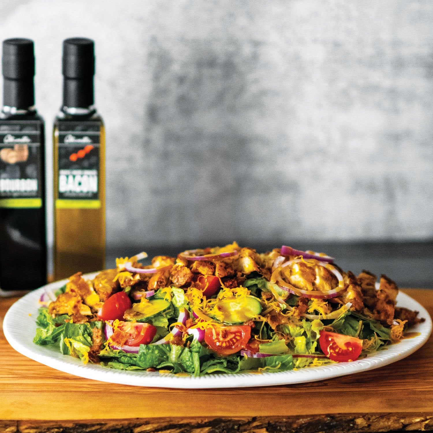 Pan Fried Chicken Salad with Bourbon Honey Mustard Dressing