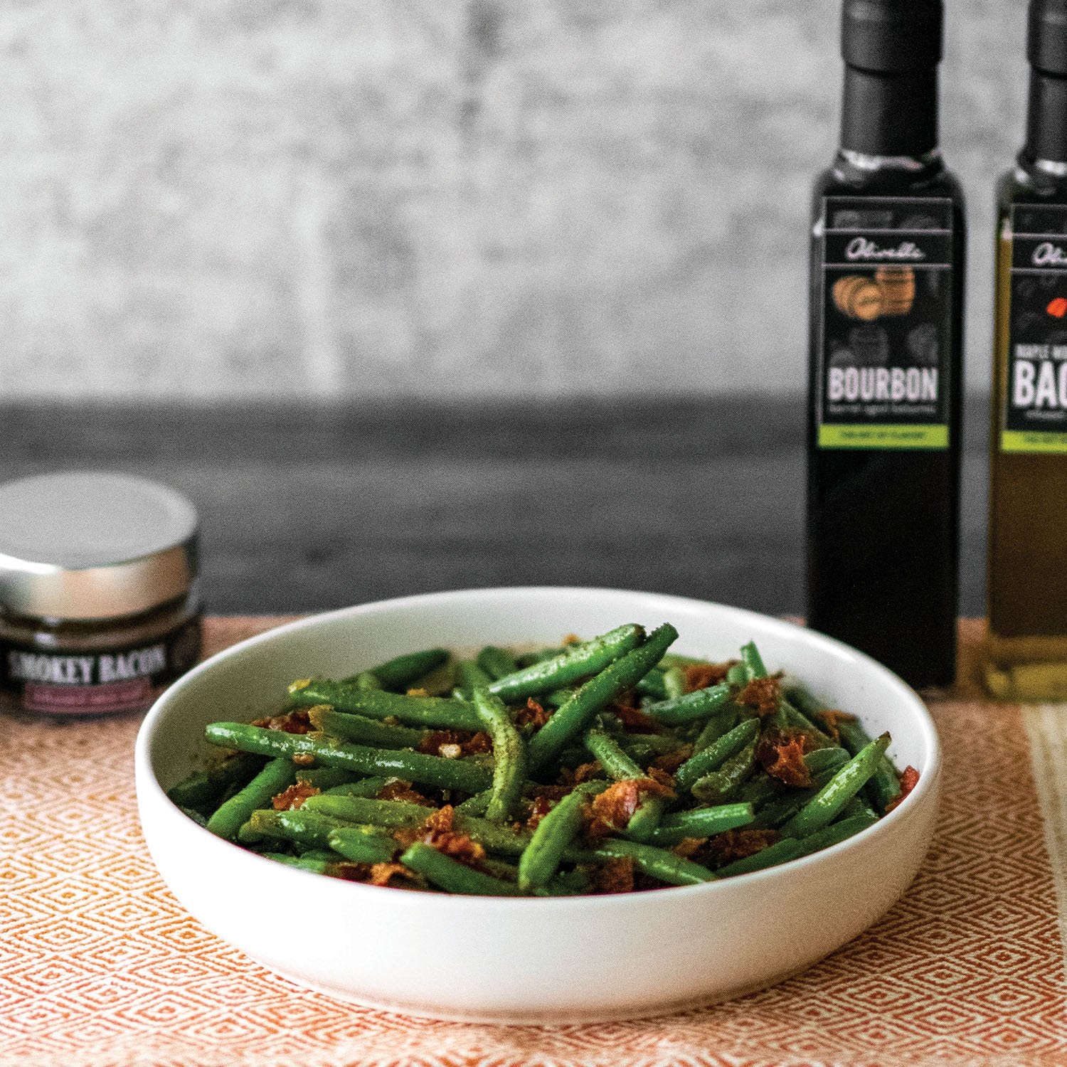 Bacon & Bourbon Green Beans Flambé