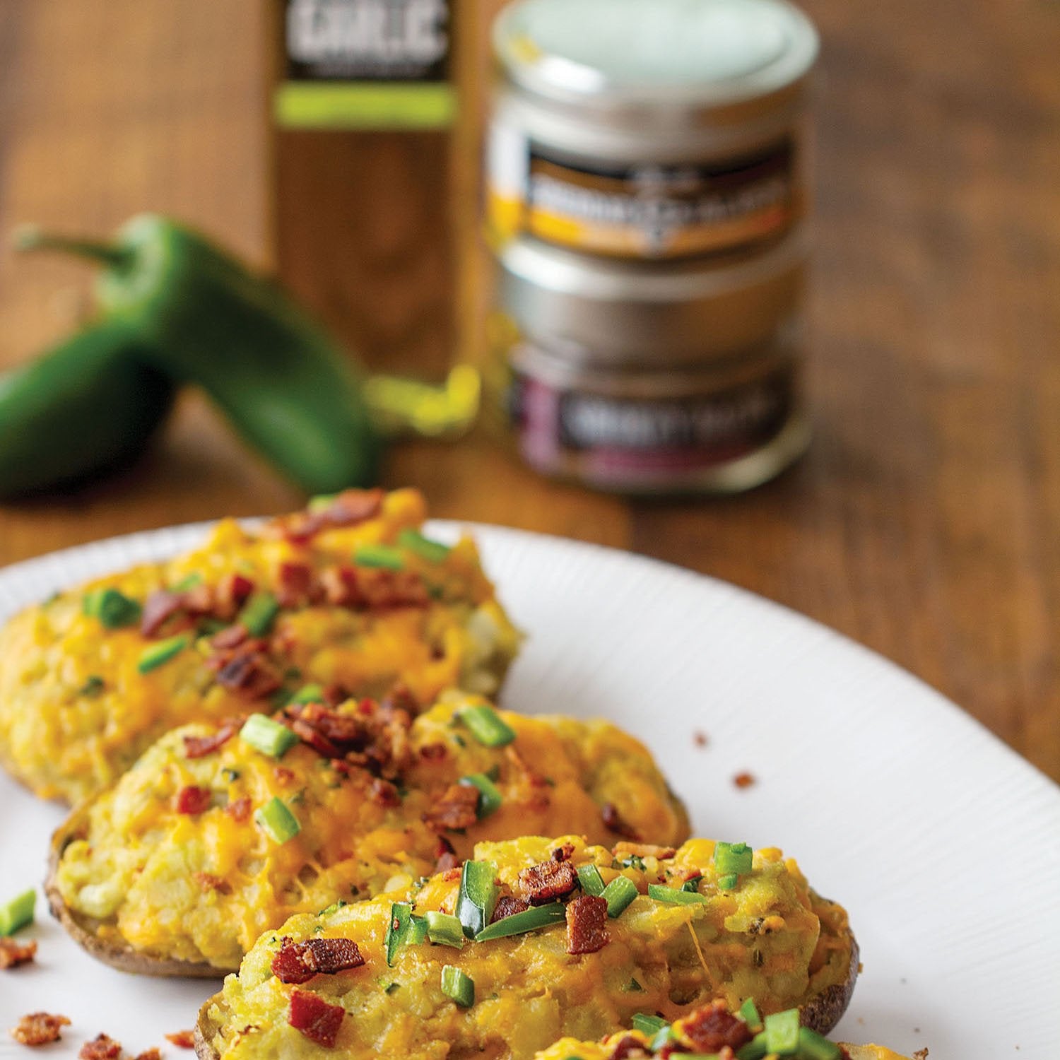 Twice Baked Cheddar Jalapeño Potatoes