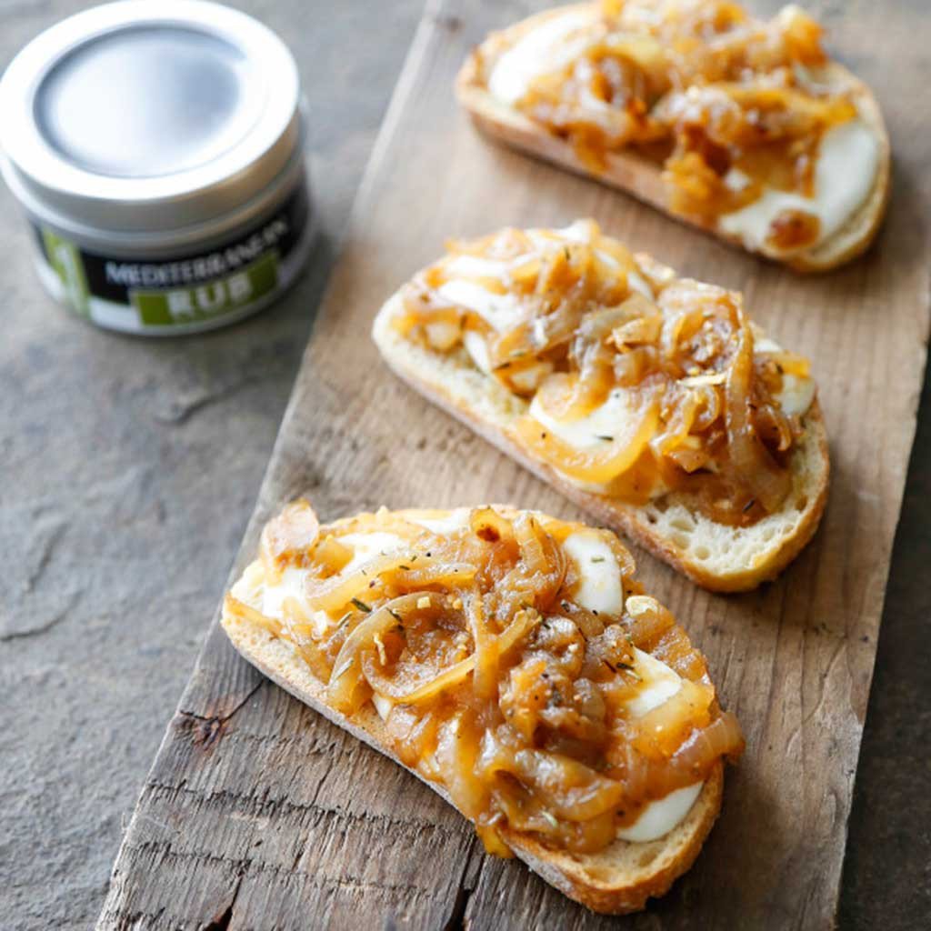 Caramelized Onion & Mozzarella Crostini