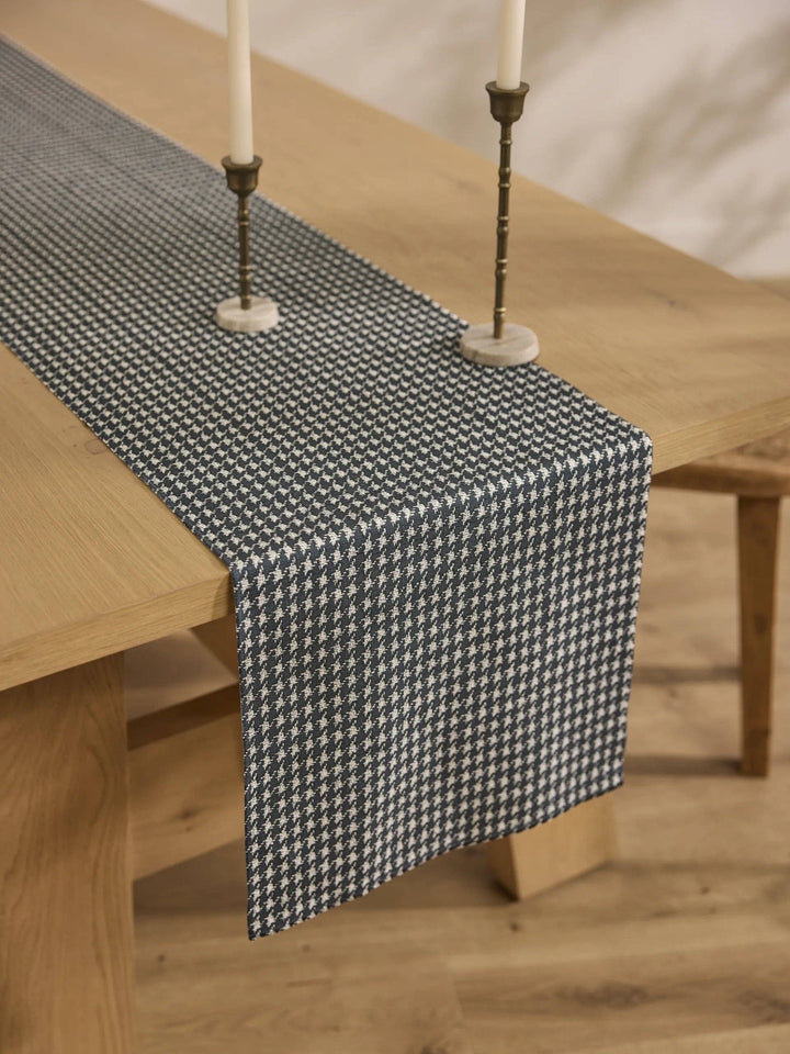 Houndstooth Black Table Runner