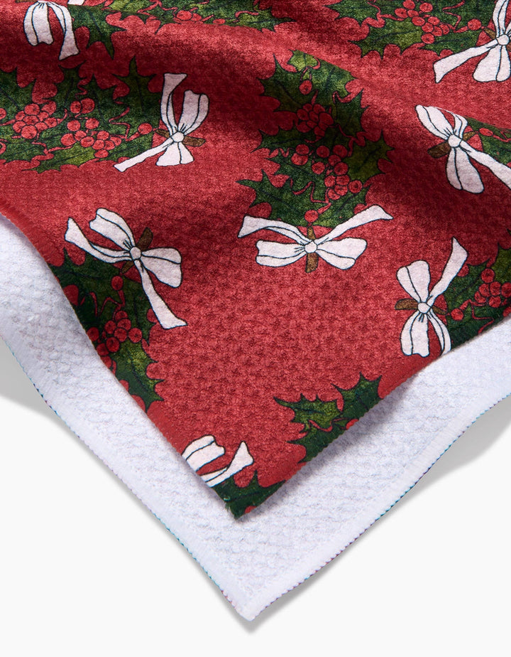 Christmas Berry Bow Kitchen Tea Towel