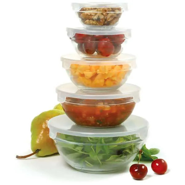 10 Piece Nesting Glass Bowl Set with Lids