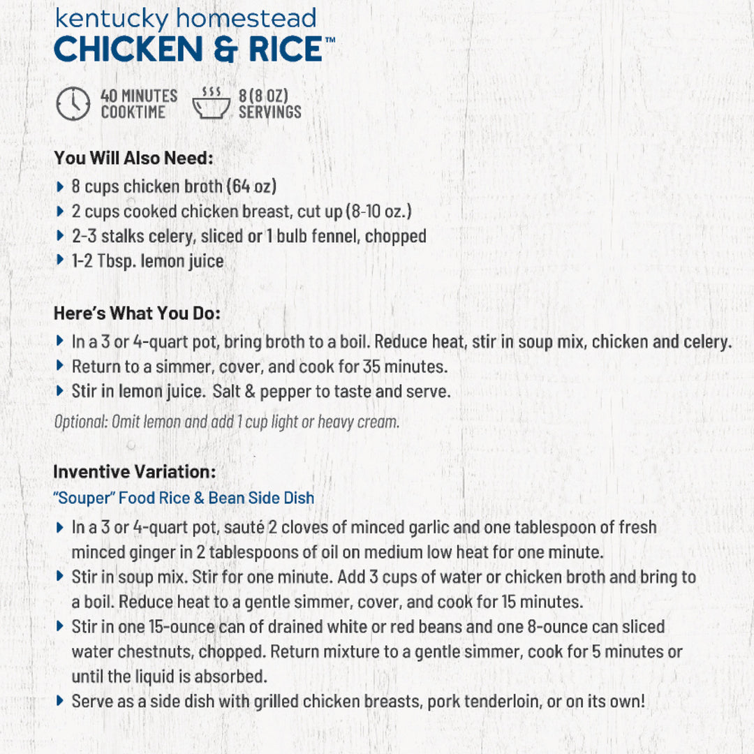 Kentucky Homestead Chicken & Rice Soup Mix