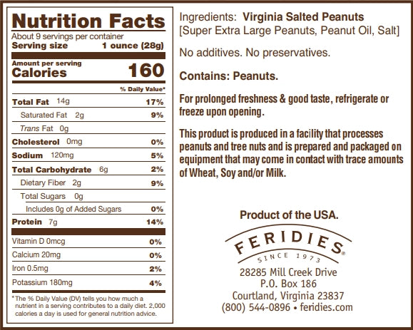 Salted Virginia Peanuts, 9oz Tin