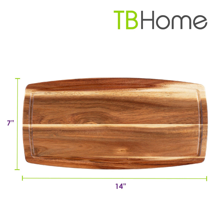 TB Home 14" Acacia Wood Serving & Cutting Board with Juice Groove