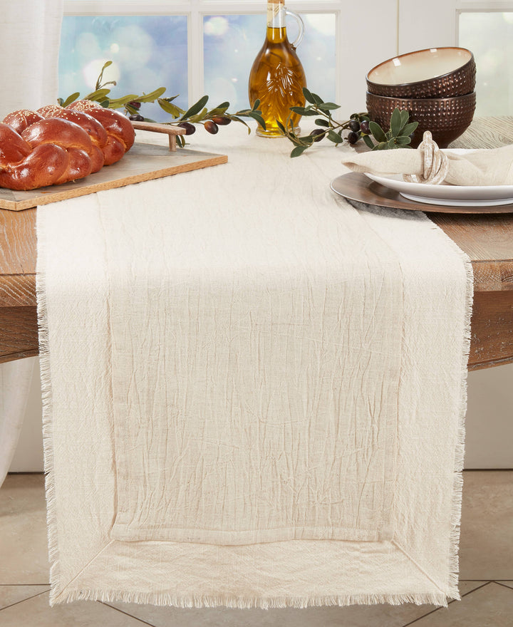 Double Layer Fringe Runner: Natural / 16"x72"