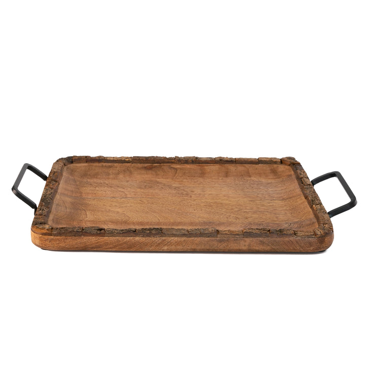 Rectangle Wood Texture Serving Board with Handles