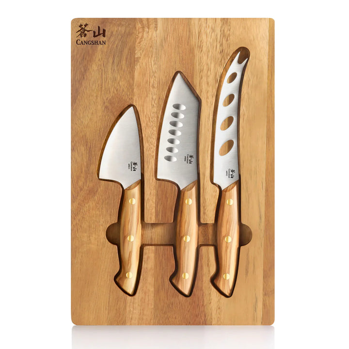3-Piece Olive Wood Cheese Knife Set