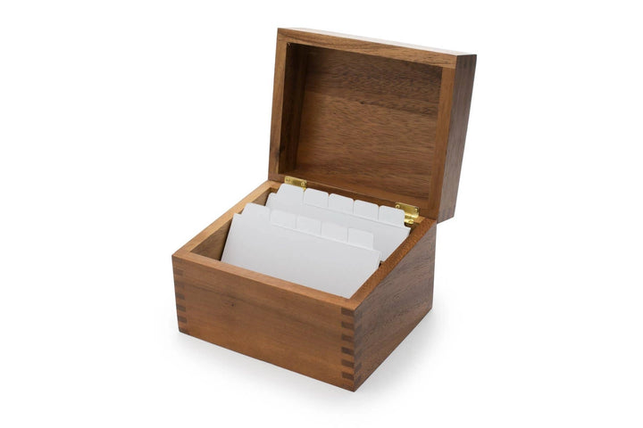 Ironwood Acacia Wood Recipe Box, 2 Compartment