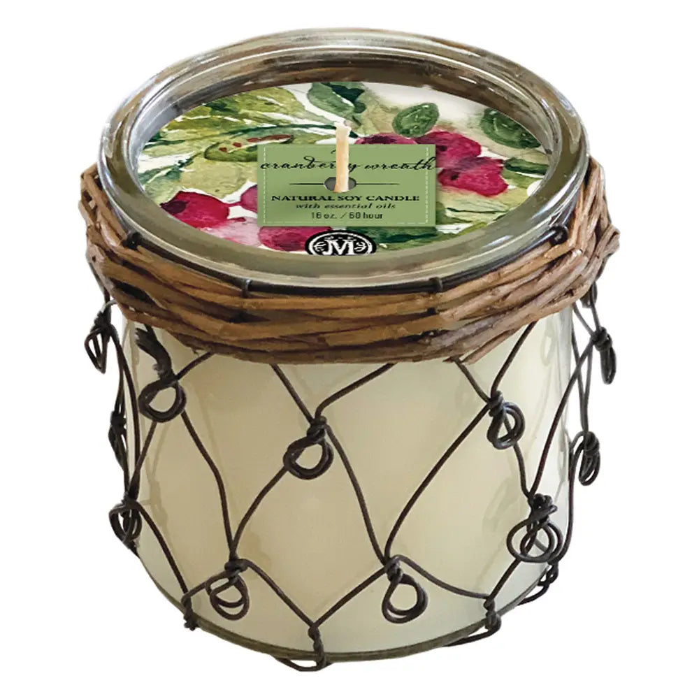 Cranberry Wreath Farmhouse Soy Candle 16 Oz.