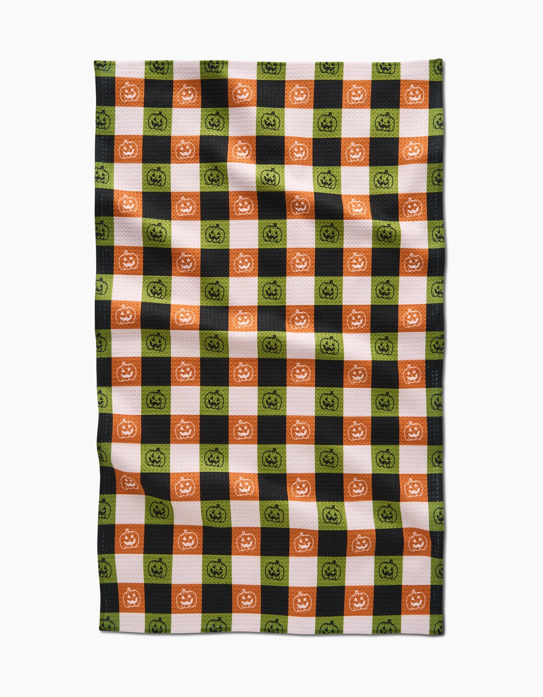 Jack-O-Lantern Checker Kitchen Tea Towel