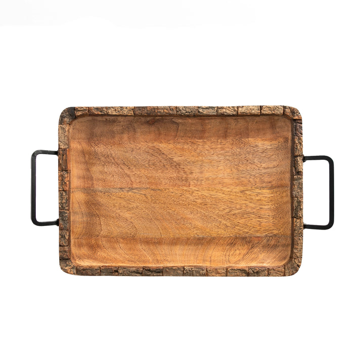 Rectangle Wood Texture Serving Board with Handles