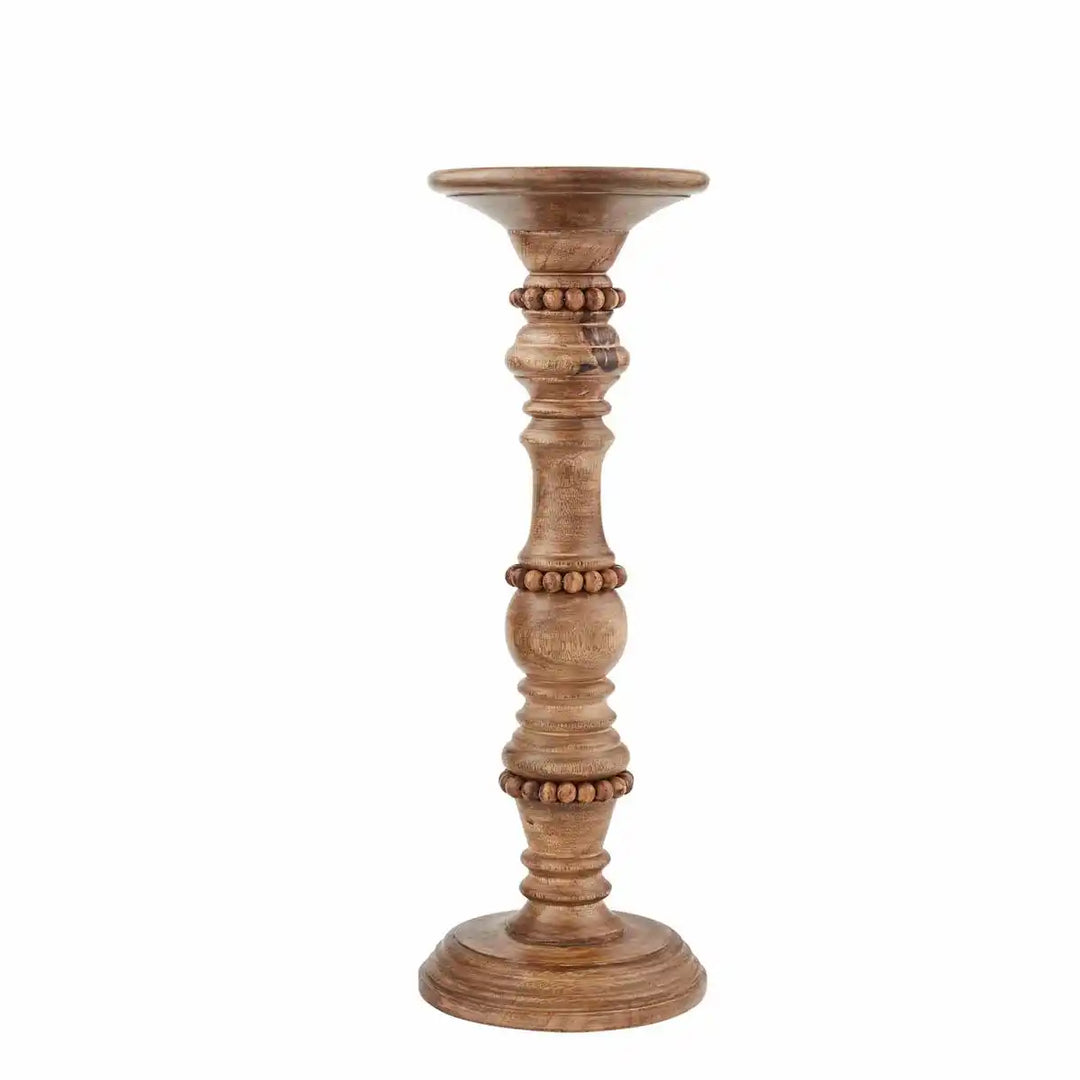 Mud Pie Beaded Wood Candle Holder