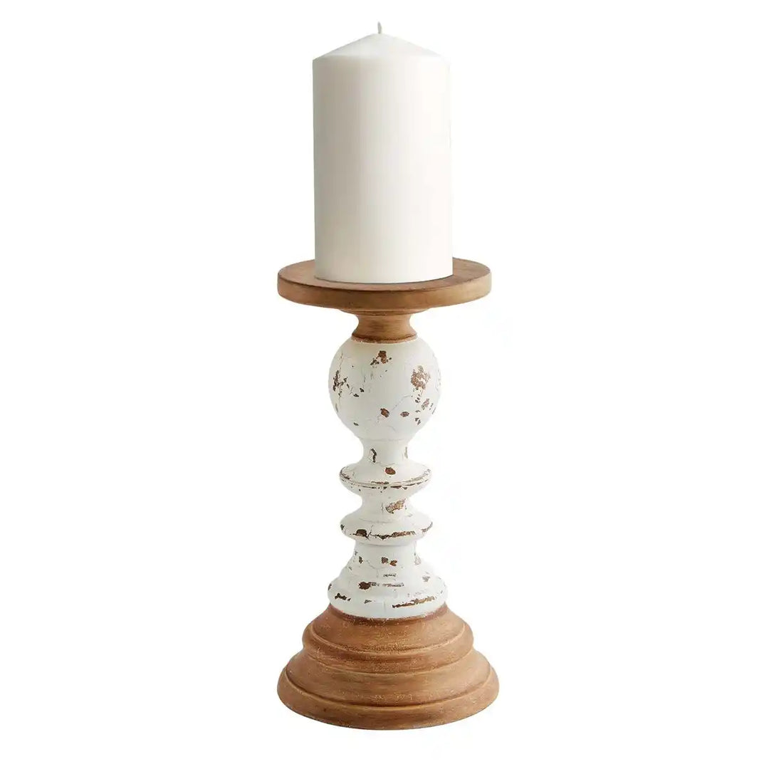 Mud Pie Two-Tone Wood Candle Holder