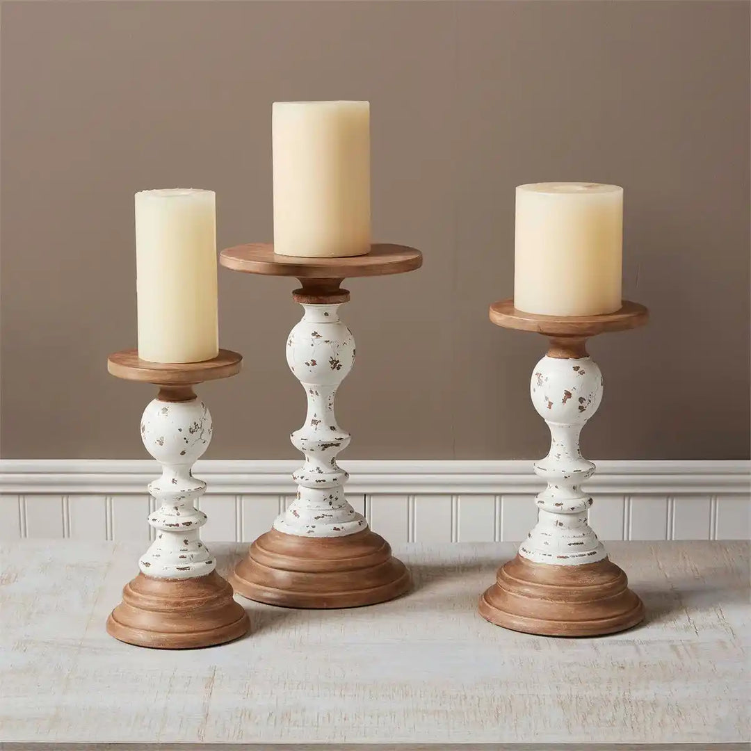 Mud Pie Two-Tone Wood Candle Holder