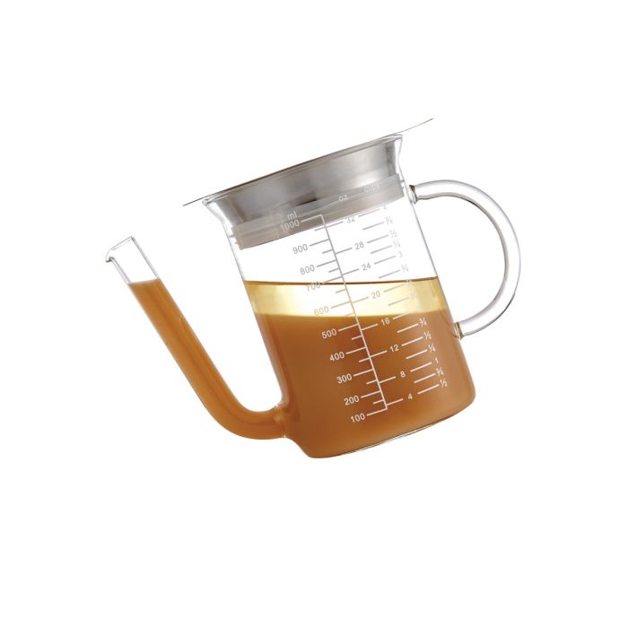 Roasting Glass Fat Separator with Gravy Strainer