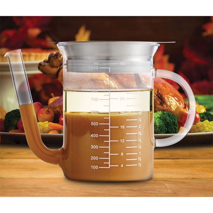 Roasting Glass Fat Separator with Gravy Strainer