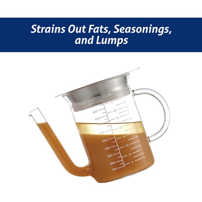 Roasting Glass Fat Separator with Gravy Strainer
