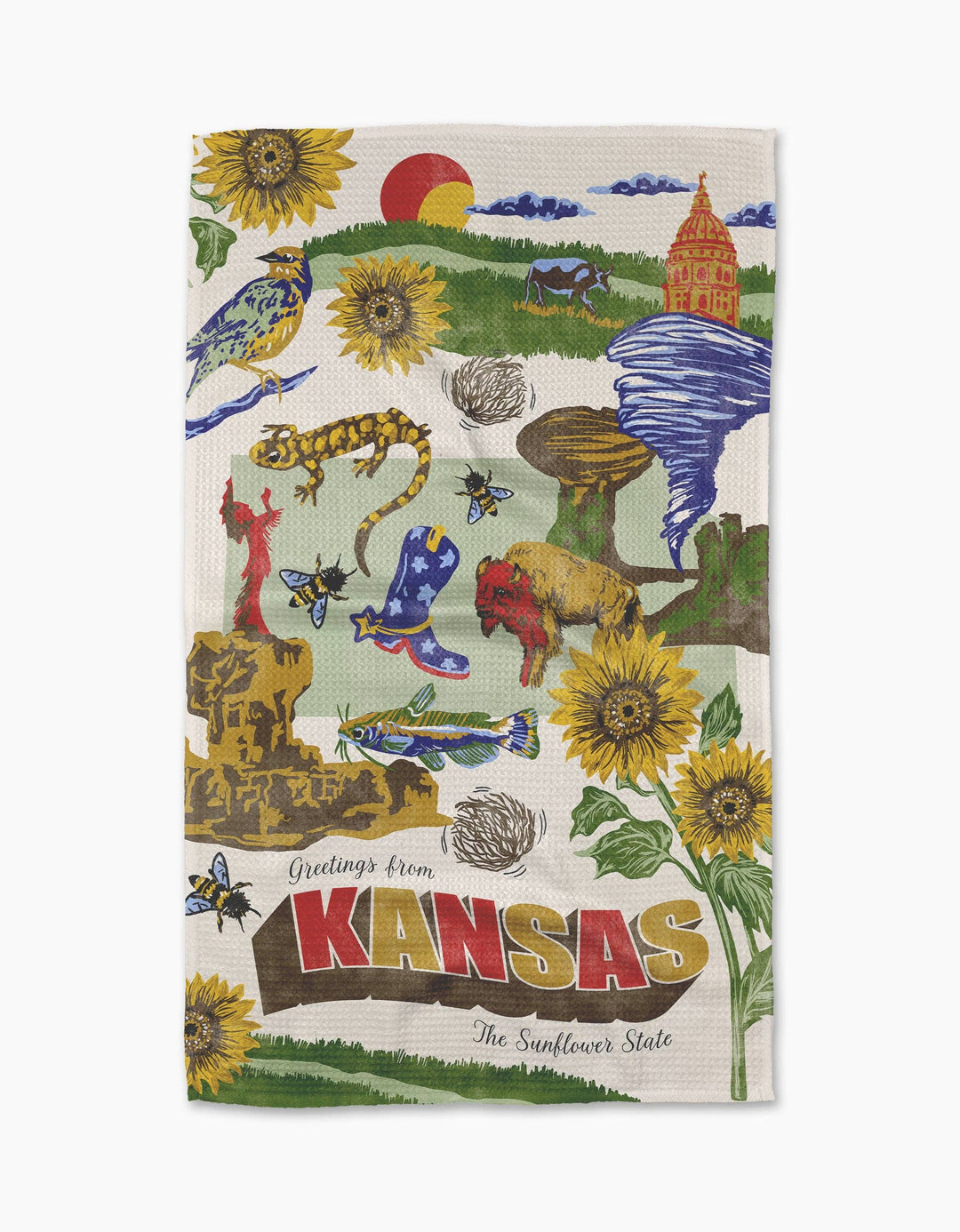 Greetings From Kansas Kitchen Tea Towel