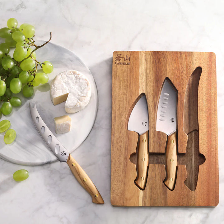 3-Piece Olive Wood Cheese Knife Set