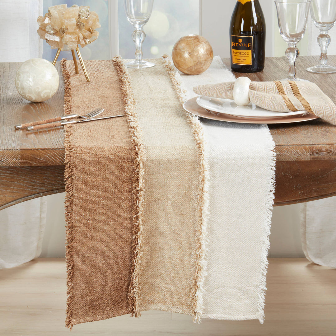 Color Cascade Fringed Table Runner