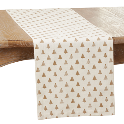 Gold Christmas Trees Runner