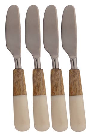 White Marble & Wood Spreaders Set