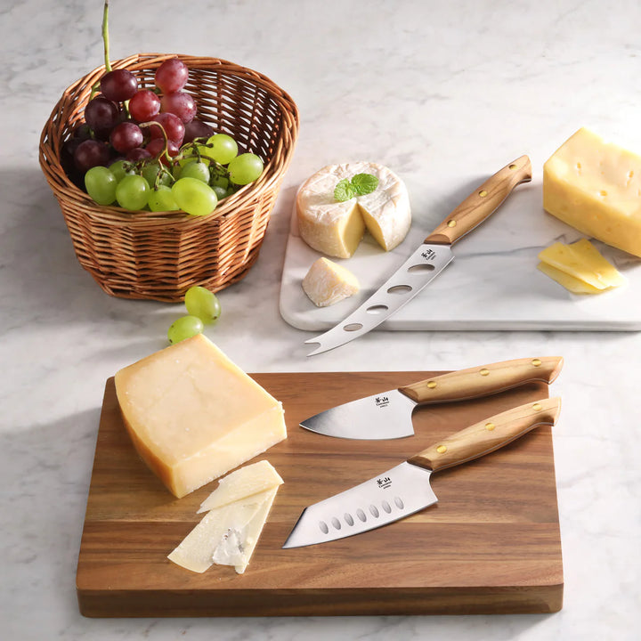 3-Piece Olive Wood Cheese Knife Set