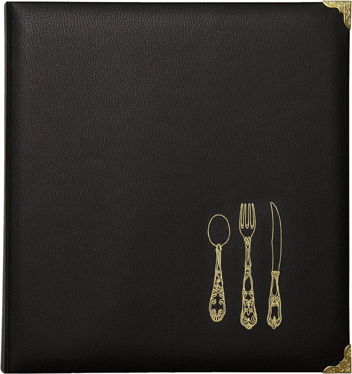 Black and Gold Faux Leather Recipe Binder