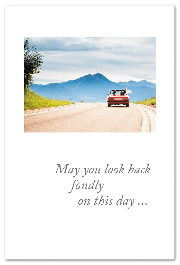 Just Married Red Car Wedding Card