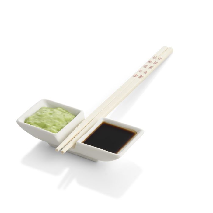 Helen's Asian Kitchen 2-Section Sauce Dish with Chopstick Rest