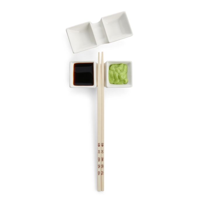 Helen's Asian Kitchen 2-Section Sauce Dish with Chopstick Rest