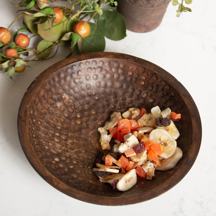 Heritage Lace Artisan Wood Hammered Round Bowl