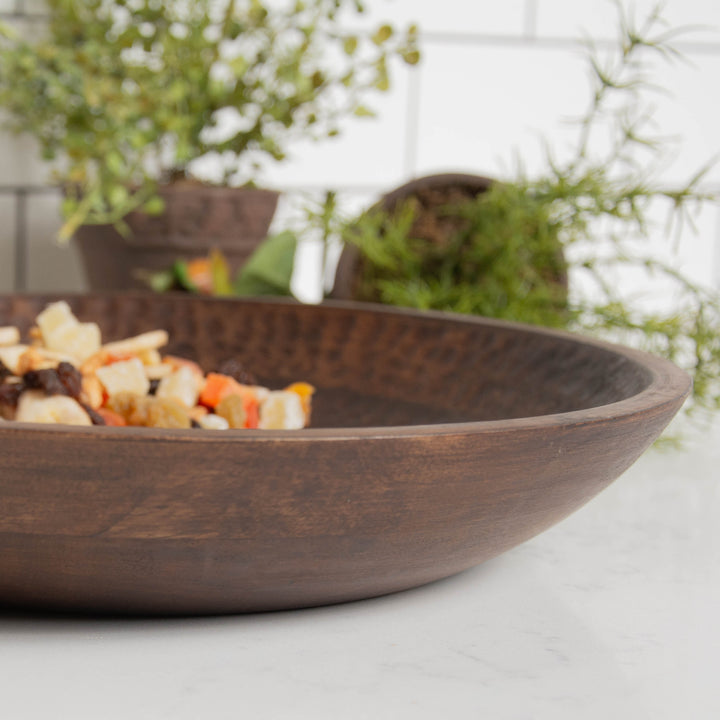 Heritage Lace Artisan Wood Hammered Round Bowl