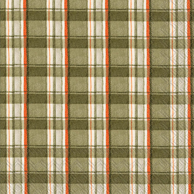 Green/Orange Plaid Cocktail Napkin