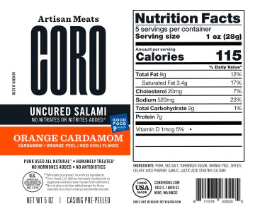 Uncured Orange Cardamom Salami