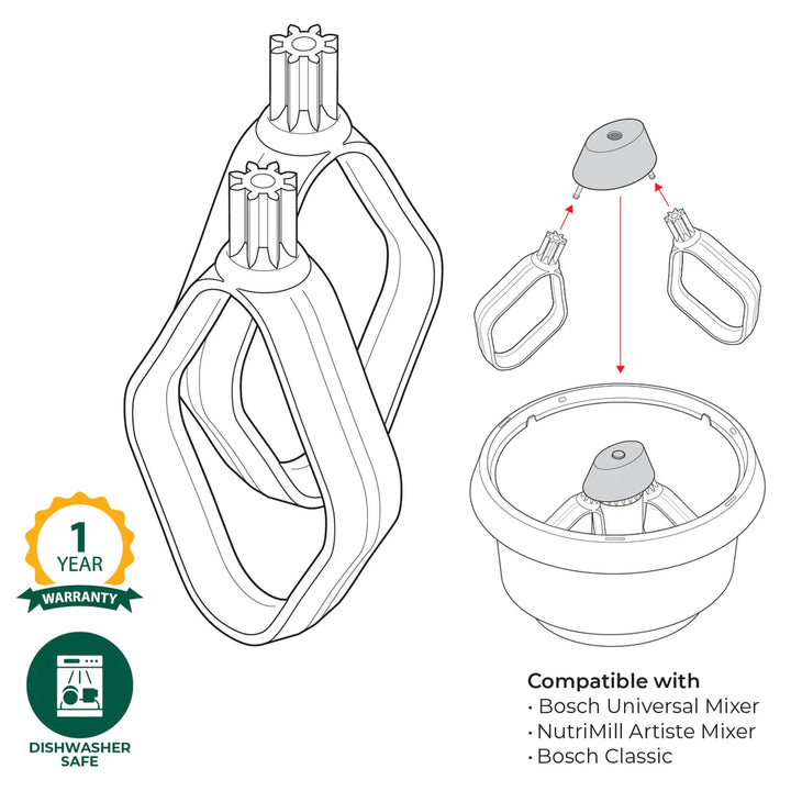Bosch Cookie Paddles with Metal Whip Drive