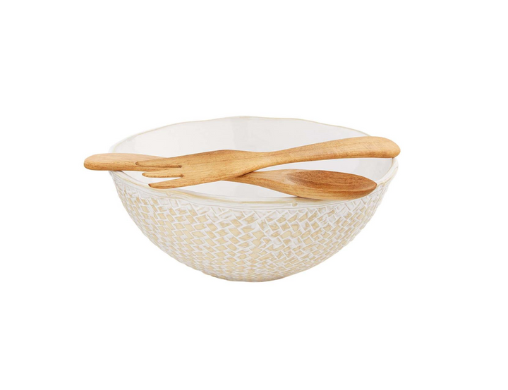 Mud Pie Textured Basket Weave Bowl Set