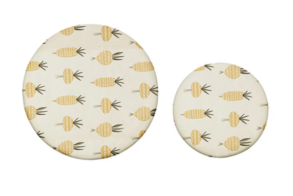 Reusable Fabric Beeswax Food Covers with Prints, Set of 2