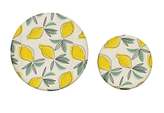 Reusable Fabric Beeswax Food Covers with Prints, Set of 2