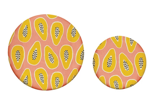 Reusable Fabric Beeswax Food Covers with Prints, Set of 2