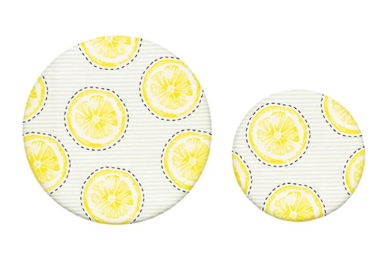 Reusable Fabric Beeswax Food Covers with Prints, Set of 2