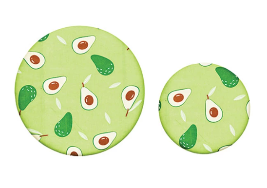 Reusable Fabric Beeswax Food Covers with Prints, Set of 2