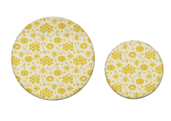 Reusable Fabric Beeswax Food Covers with Prints, Set of 2
