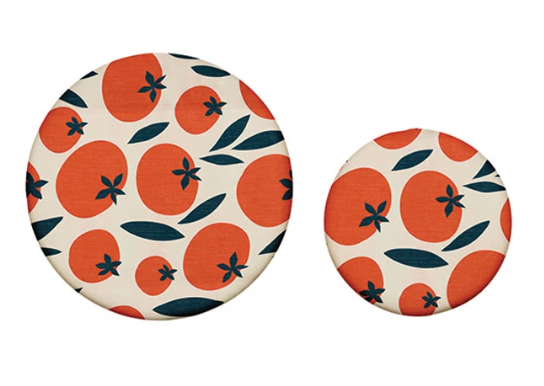 Reusable Fabric Beeswax Food Covers with Prints, Set of 2