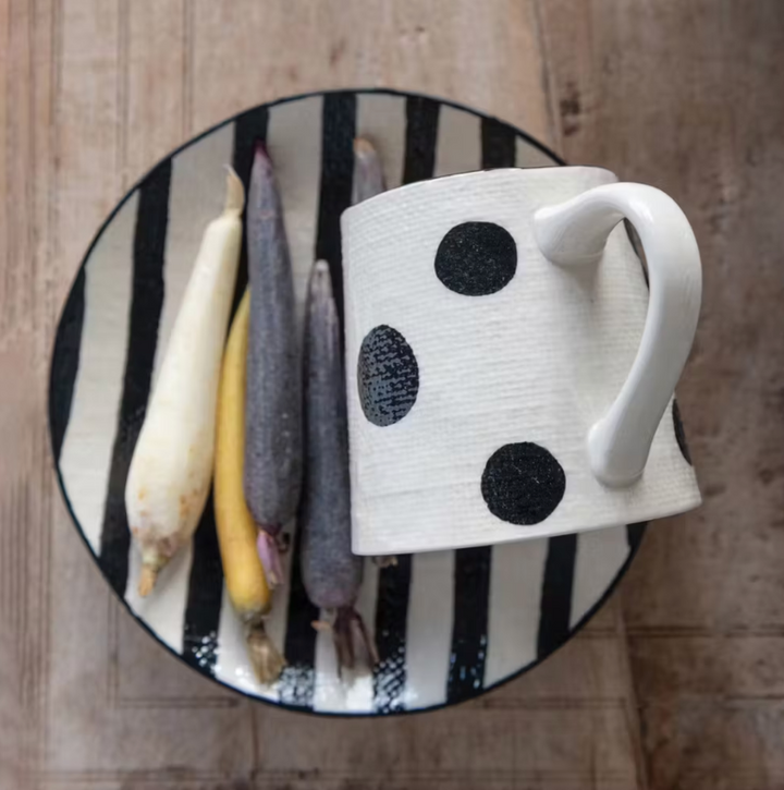 Hand Painted Mug with Linen Texture