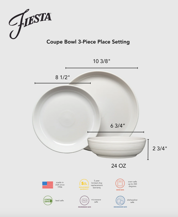 Fiestaware Coupe Bowl 3-Piece Place Setting