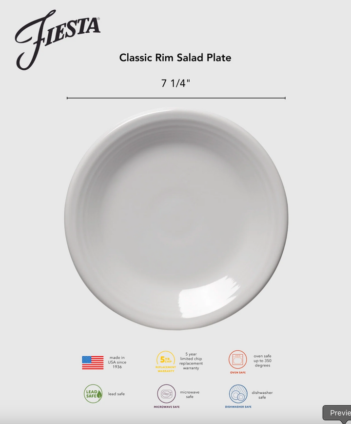 Fiestaware Classic Rim 7 1/4" Salad Plate